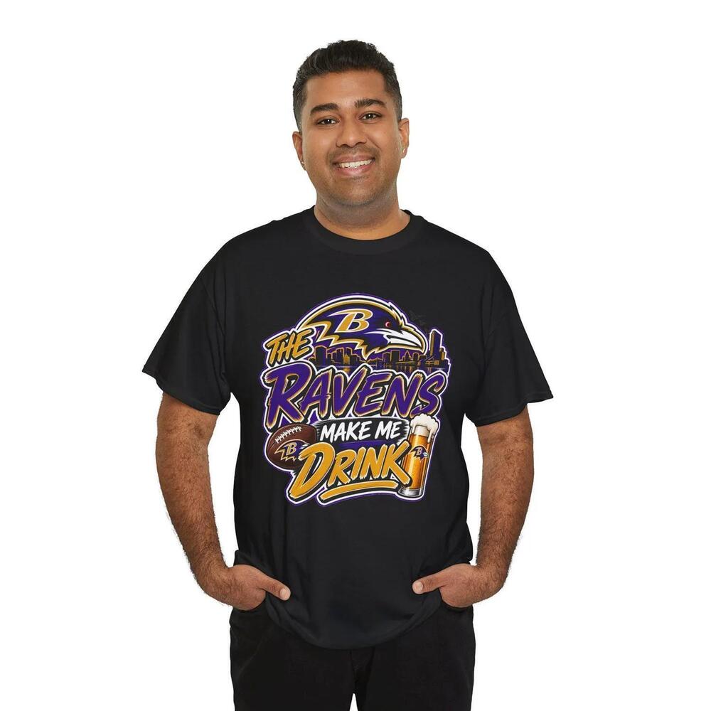 Ravens Make Me Drink T Shirt Baltimore Ravens Nfl Football Fans, Beer Graphic